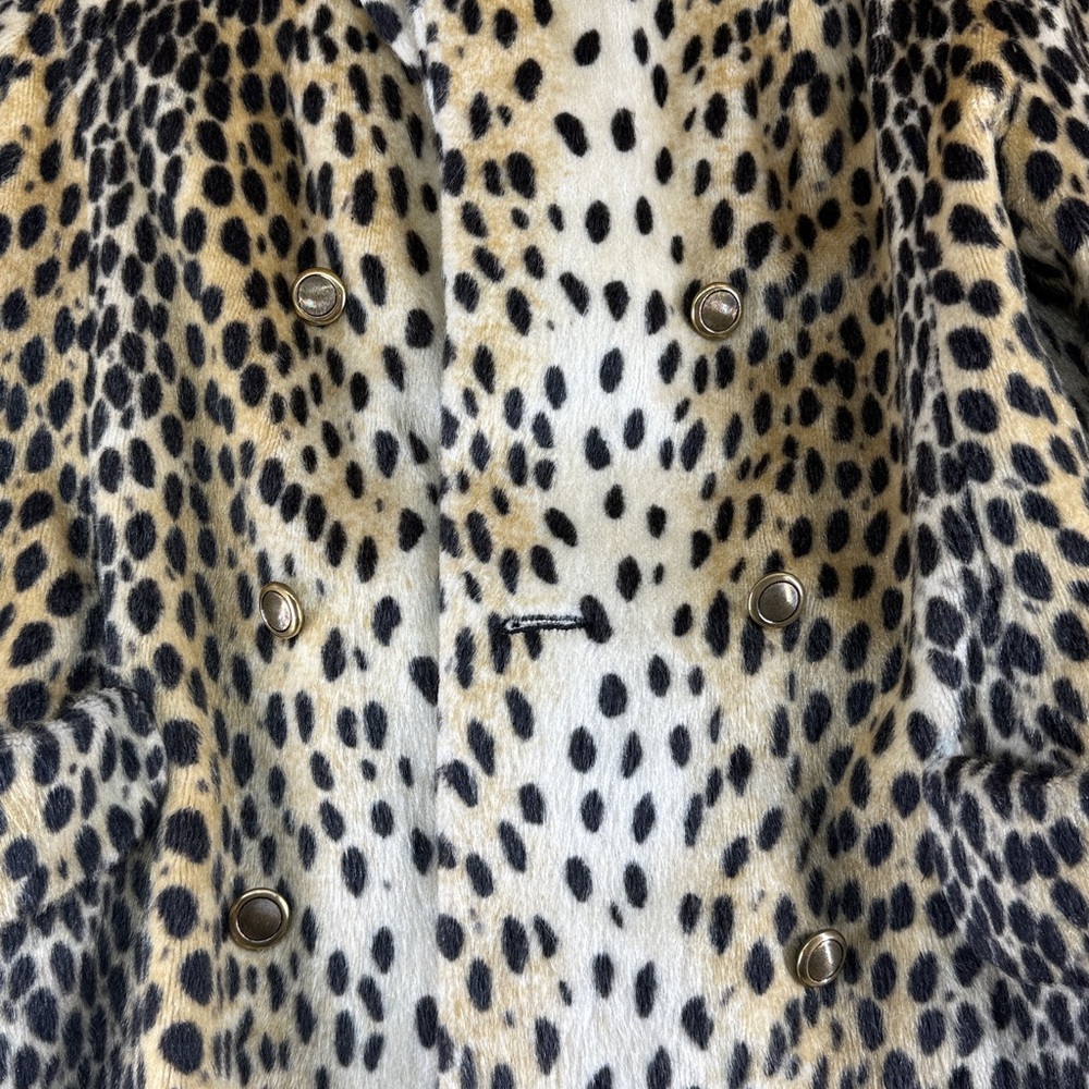 Vtg Halldon Ltd Leopard Cheetah Print Faux Fur Coat MCM Jacket Womens M? 60s - Picture 5 of 16